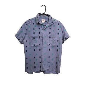 Urban Outfitters BDG Mens Short Sleeve Button Up Dress Shirt Size Medium Blue